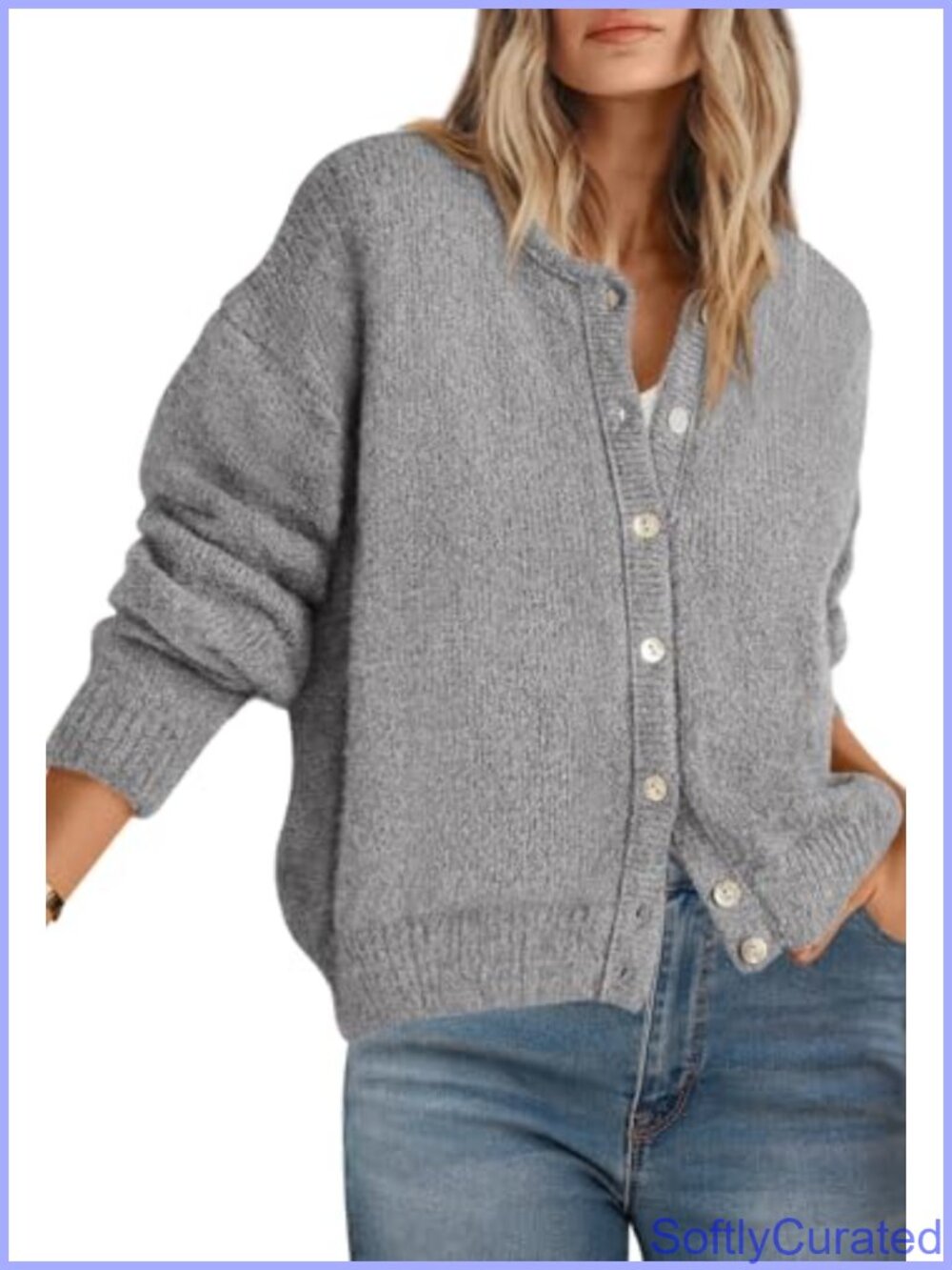 PRETTYGARDEN Women's Crewneck Button Down Cardigan Sweater